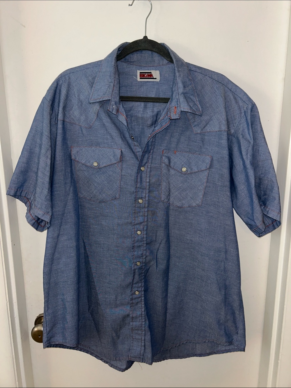Pearl Snap Vintage Big Mac Shirt in Blue